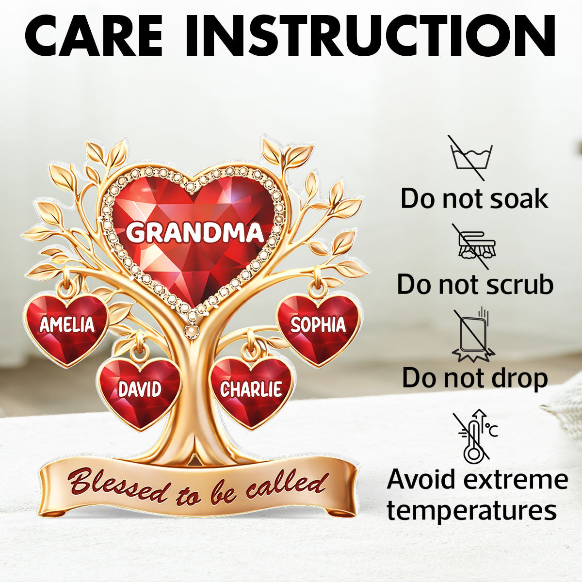 Blessed to Be Called Grandma - Personalized Acrylic Block Plaque - Sentimental Gift for Grandma