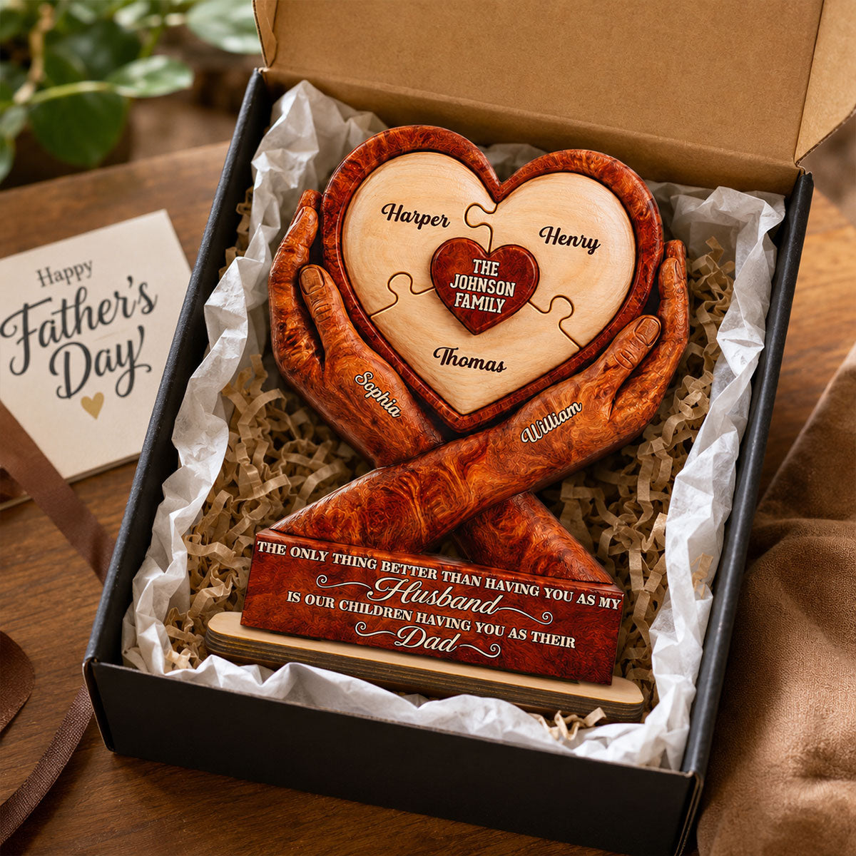 Our Children Having You As Their Dad 2D Flat Printed - Personalized 2-Layered Wooden Plaque -  Gift For Husband