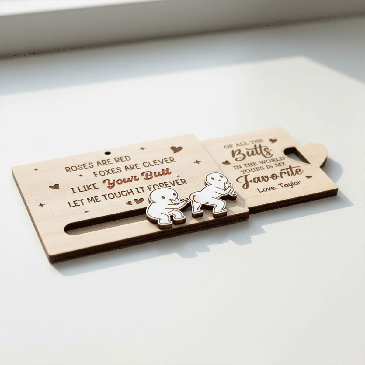 I Like Your Butt Funny Inappropriate Couple - Personalized Wooden Slider Ornament - Valentine's Day Gift For Him, For Her
