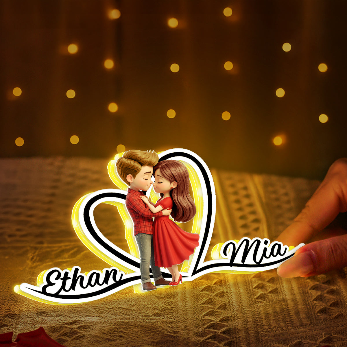 Romantic Love Couple - Personalized Light Box - Sentimental Gift for him, for her