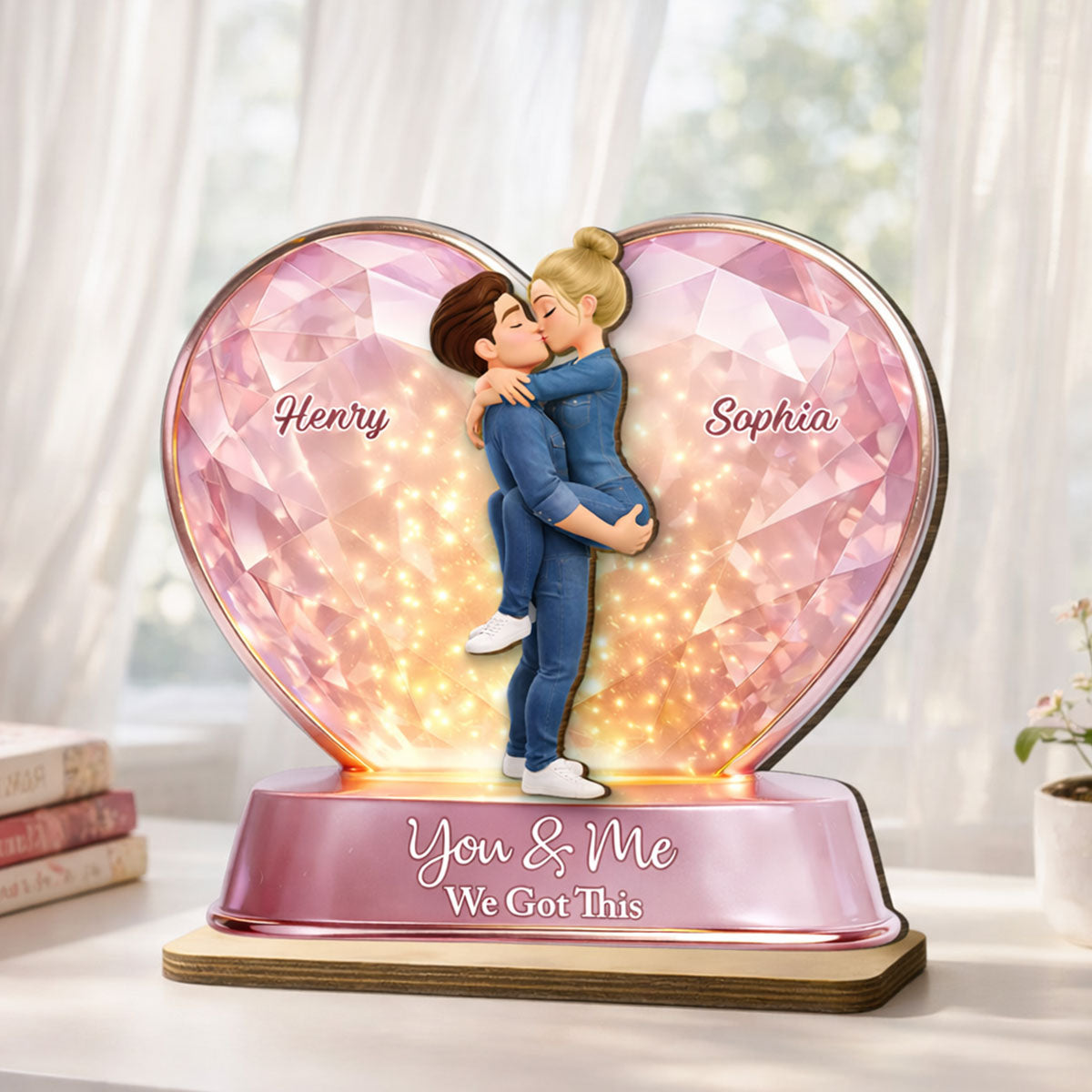 You & Me We Got This Pink Heart - Personalized 2-Layered Wooden Plaque - Anniversary, Valentine's Day Gift, Gift For Him, Gift For Her