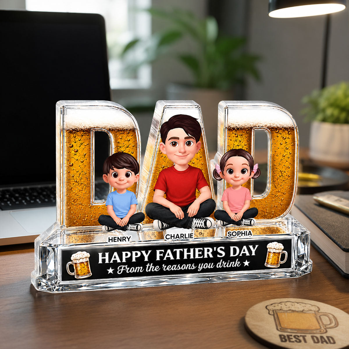 To Dad From The Reasons You Drink Dad Beer - Personalized Acrylic Block Plaque -  Gift For Husband, Dad, Beer Lovers