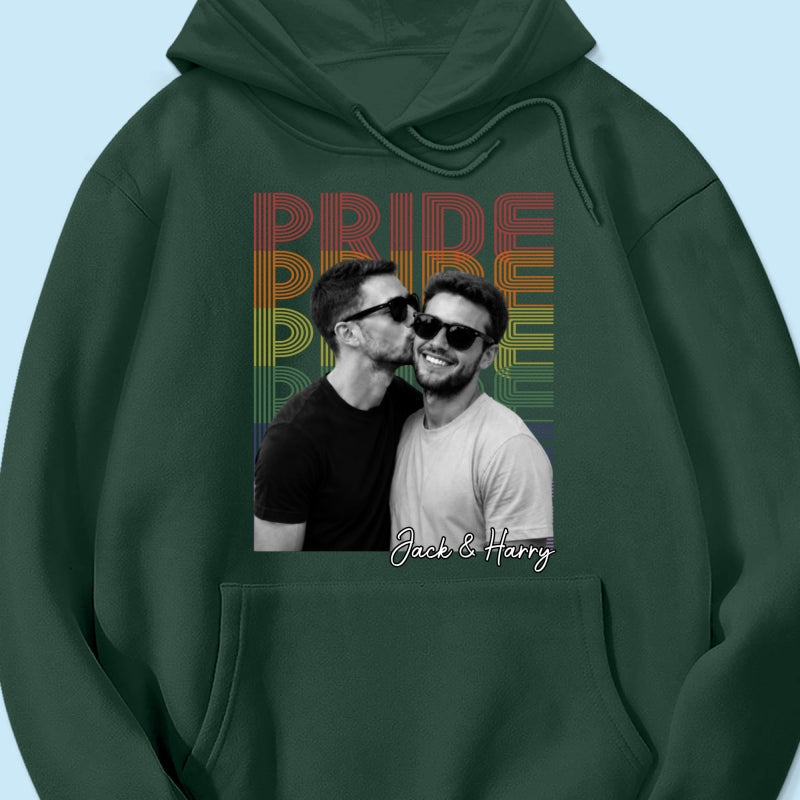 Retro Pride Bootleg Style LGBT+ Couple - Personalized Shirt - Gift For Couple, Happy Pride Month