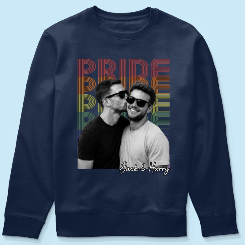 Retro Pride Bootleg Style LGBT+ Couple - Personalized Shirt - Gift For Couple, Happy Pride Month