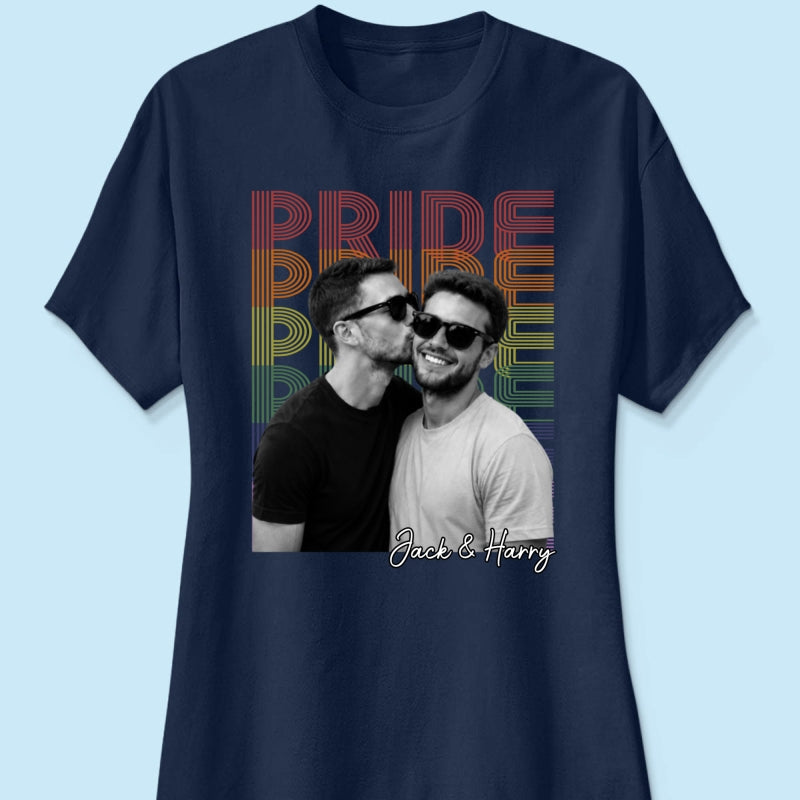 Retro Pride Bootleg Style LGBT+ Couple - Personalized Shirt - Gift For Couple, Happy Pride Month