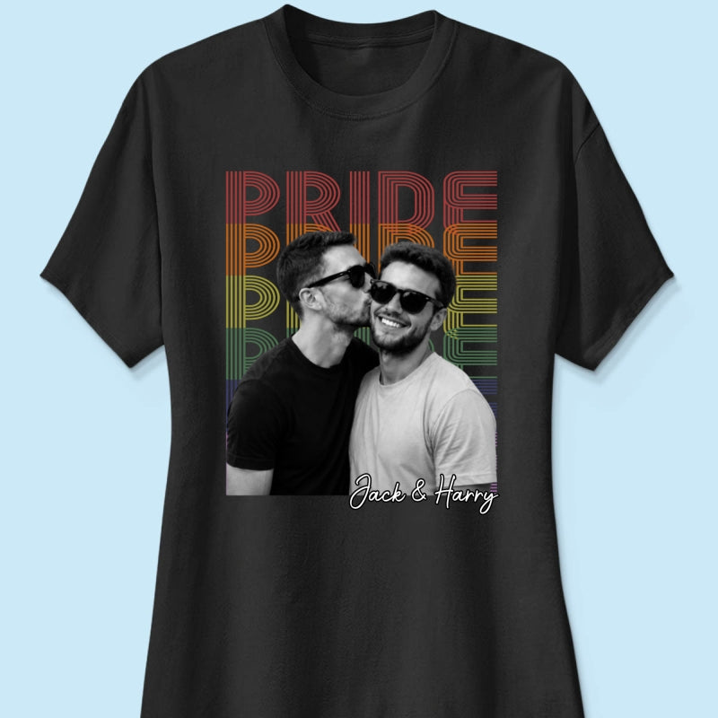 Retro Pride Bootleg Style LGBT+ Couple - Personalized Shirt - Gift For Couple, Happy Pride Month