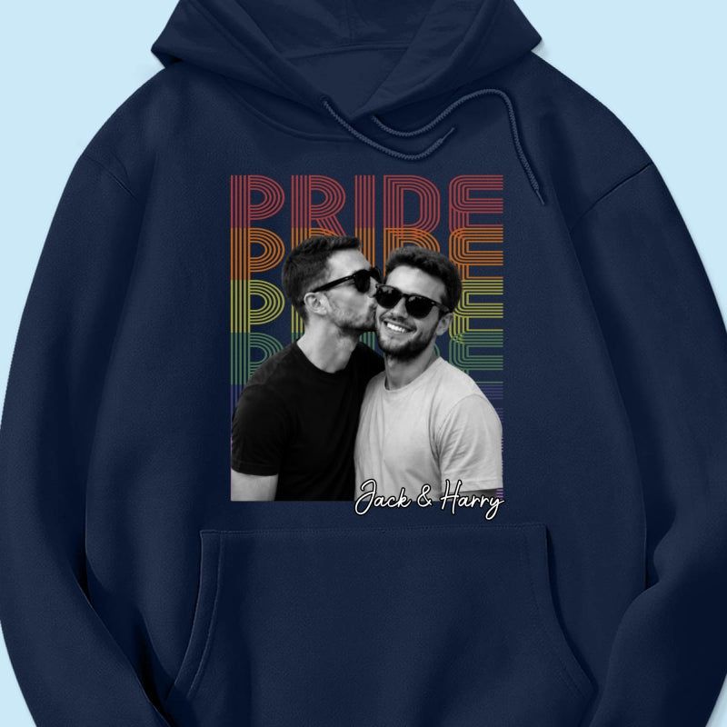 Retro Pride Bootleg Style LGBT+ Couple - Personalized Shirt - Gift For Couple, Happy Pride Month