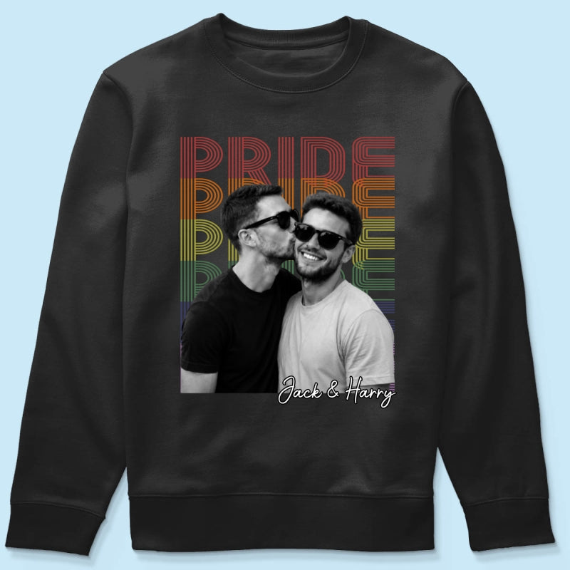 Retro Pride Bootleg Style LGBT+ Couple - Personalized Shirt - Gift For Couple, Happy Pride Month