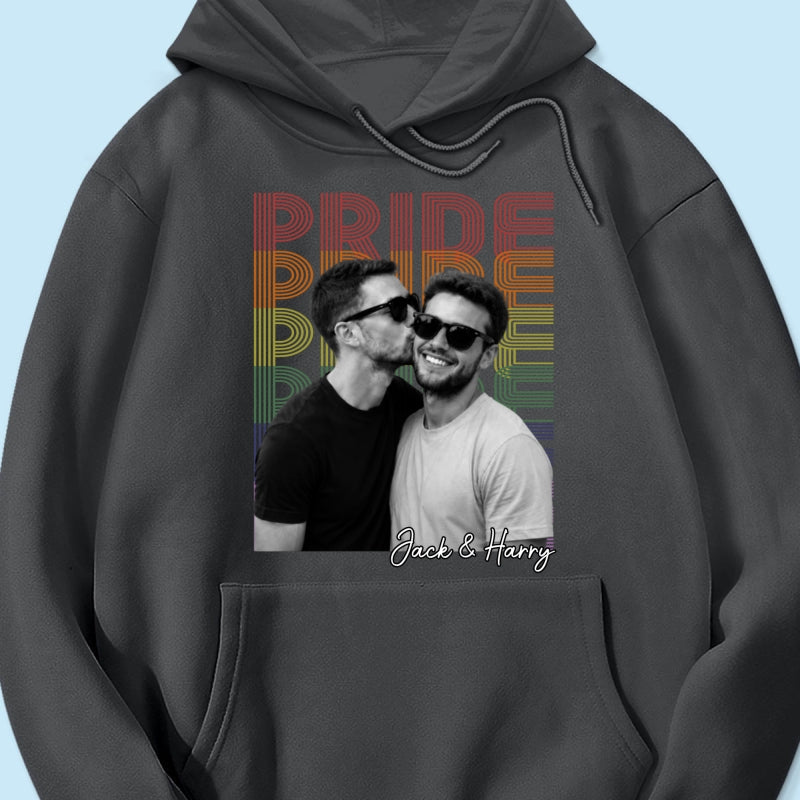Retro Pride Bootleg Style LGBT+ Couple - Personalized Shirt - Gift For Couple, Happy Pride Month