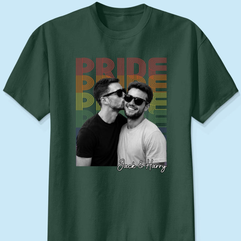 Retro Pride Bootleg Style LGBT+ Couple - Personalized Shirt - Gift For Couple, Happy Pride Month