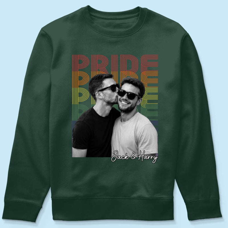 Retro Pride Bootleg Style LGBT+ Couple - Personalized Shirt - Gift For Couple, Happy Pride Month