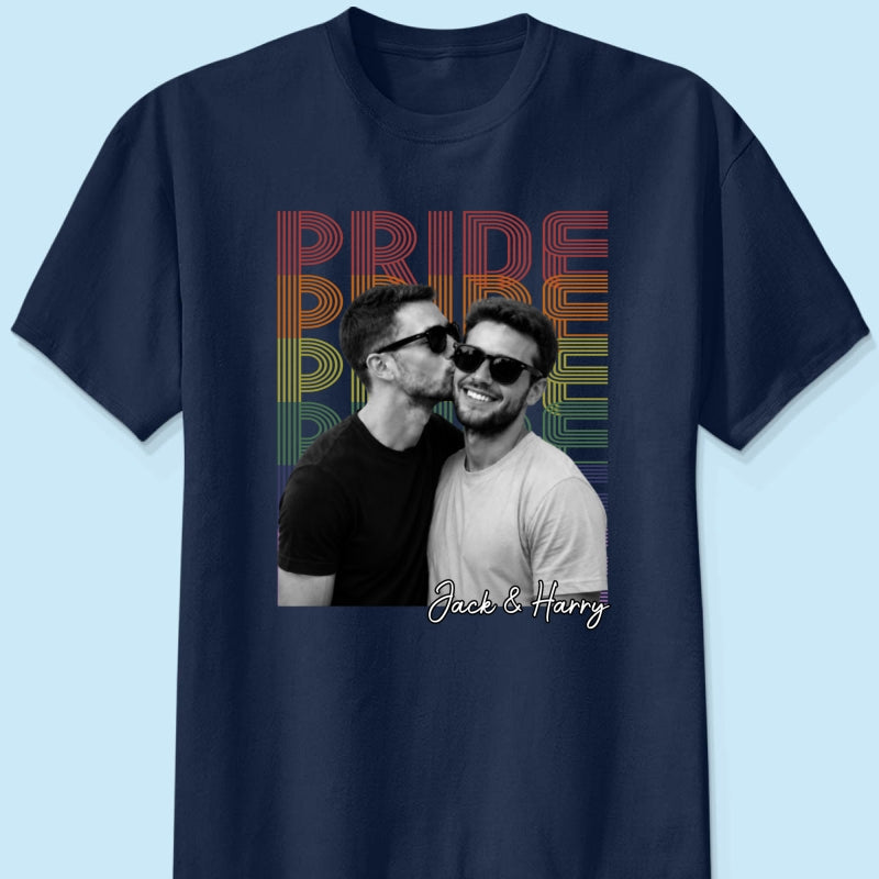 Retro Pride Bootleg Style LGBT+ Couple - Personalized Shirt - Gift For Couple, Happy Pride Month