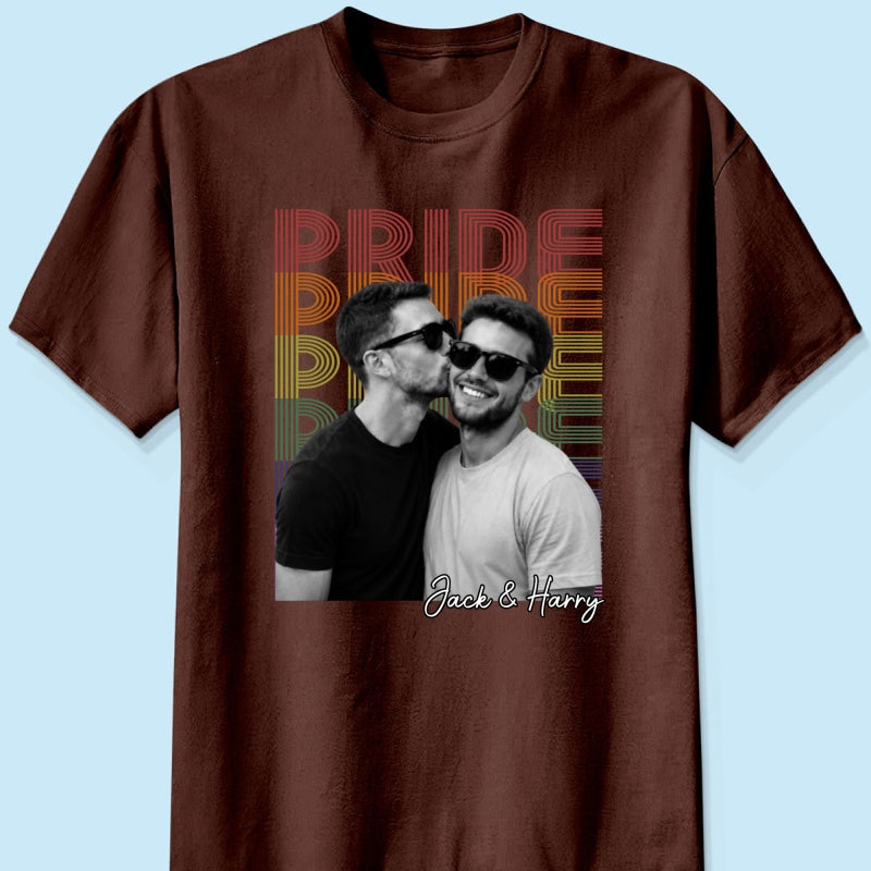 Retro Pride Bootleg Style LGBT+ Couple - Personalized Shirt - Gift For Couple, Happy Pride Month