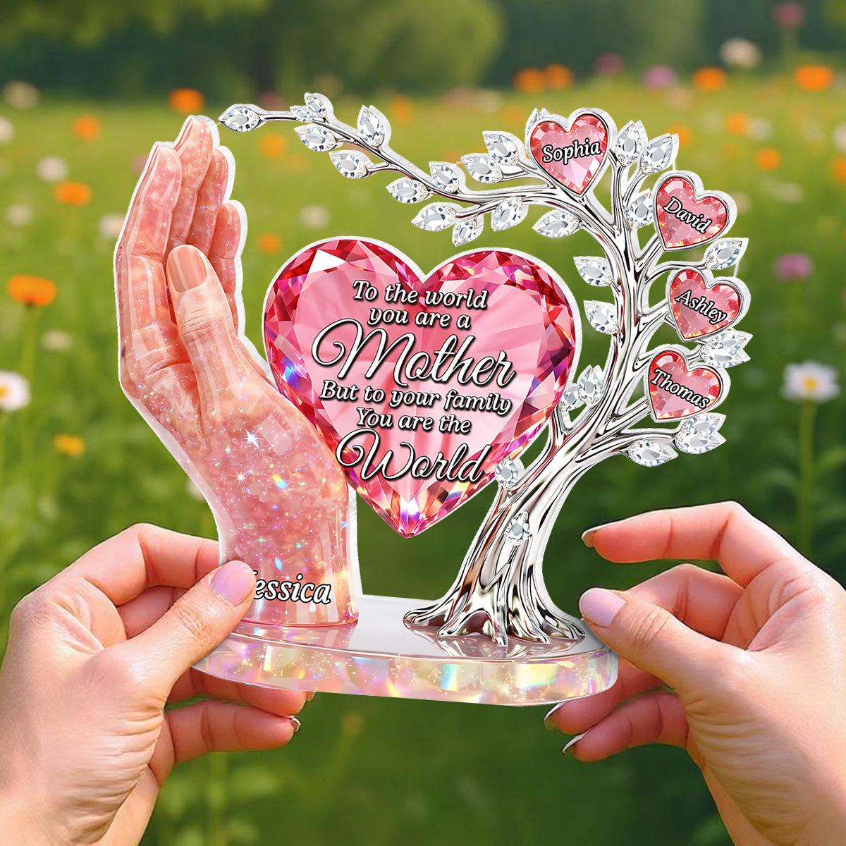 To the World You Are a Mother To Us You Are the World - Personalized Acrylic Block Plaque - Heartfelt Gift for Mom