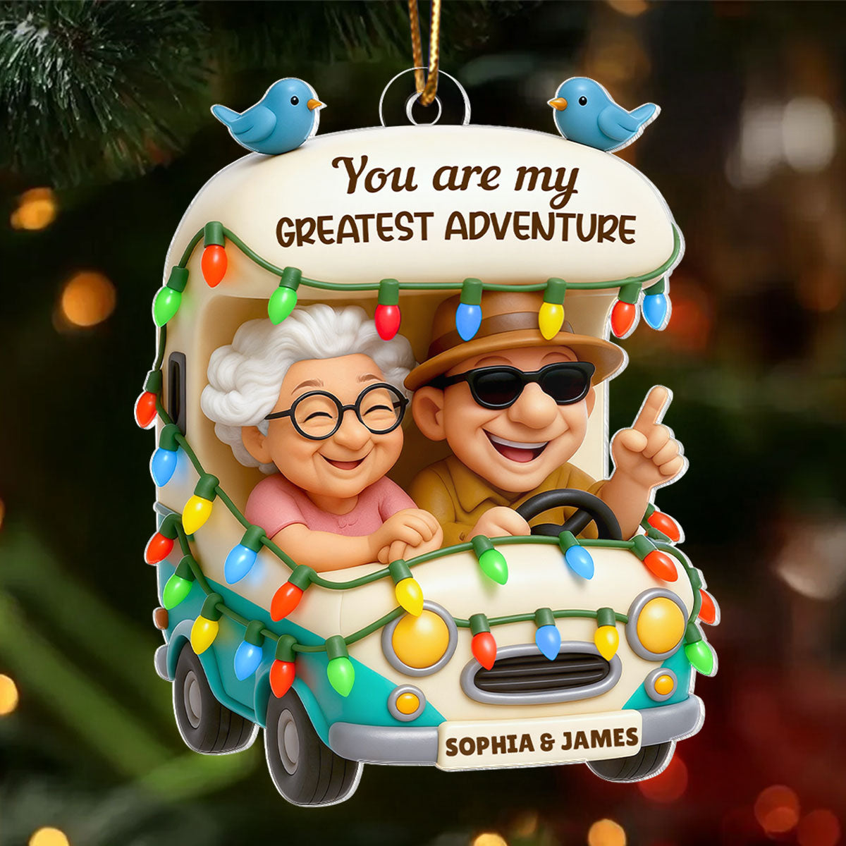 You Are My Greatest Adventure Old Couple - Personalized Acrylic Ornament - Christmas Gift For Him, For Her, For Couple