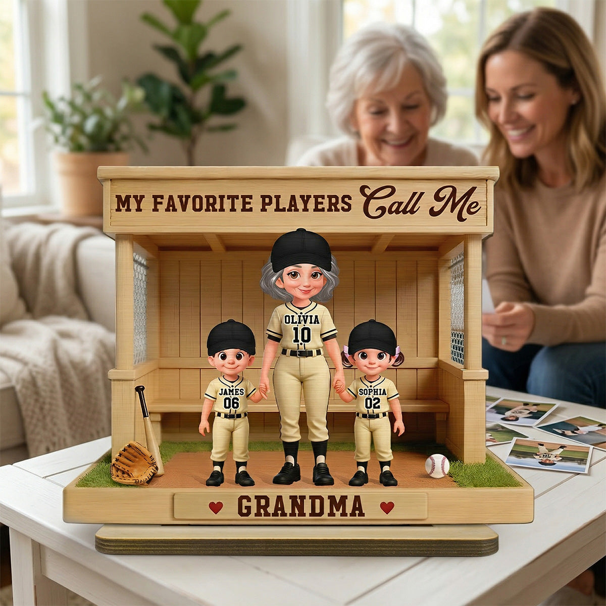 My Favorite Players Call Me Grandma Baseball Dugout - Personalized 2-Layered Wooden Plaque - Mother's Day Gift For Baseball Grandma