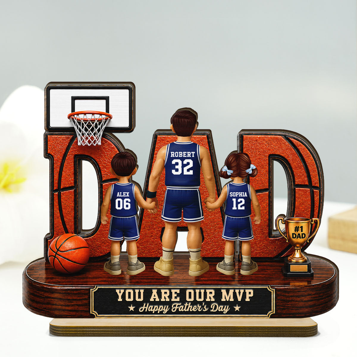 Basketball Dad Legend You Are Our MVP - Personalized 2-Layered Wooden Plaque -  Gift For Dad