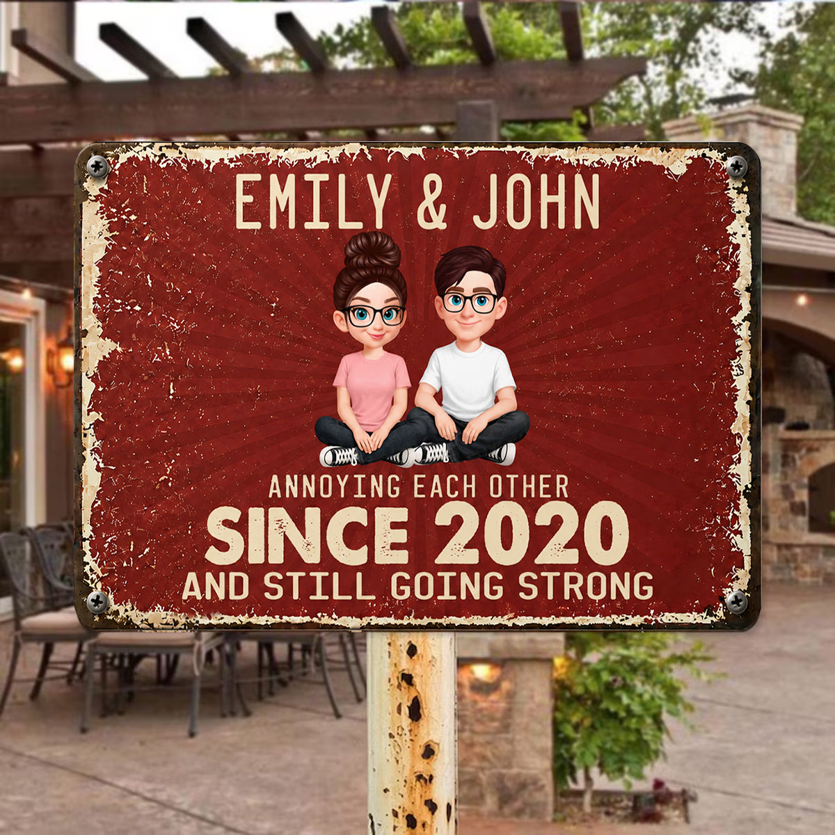 Annoy Each Other and Still Going Strong - Personalized Metal Sign- Funny Couple Gift, Romantic Gift for Anniversary, Wedding