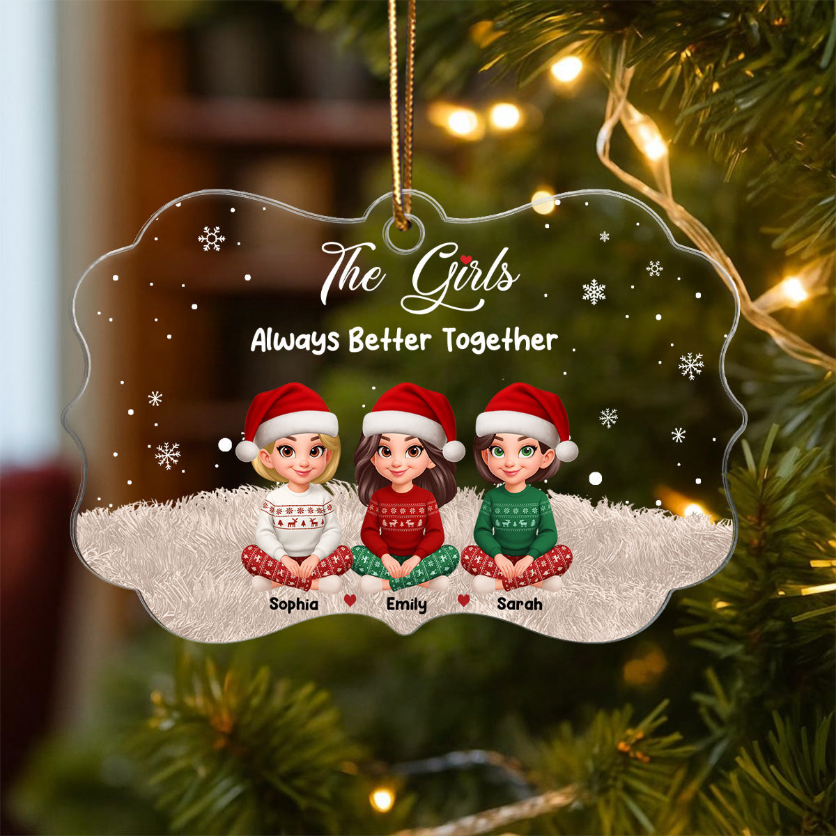 Always Better Together The Girls - Personalized Acrylic Ornament - Christmas Gift For Besties