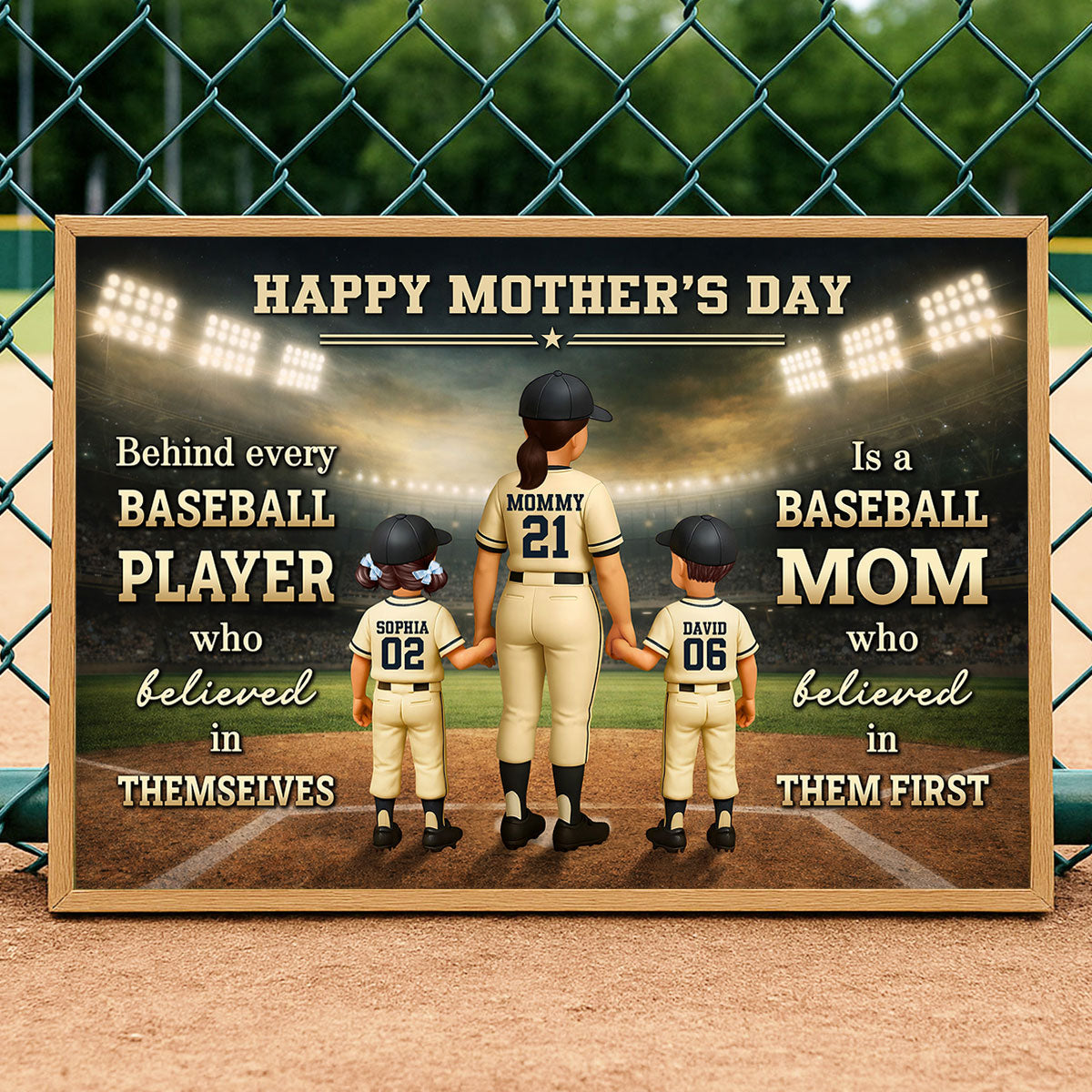 Behind Every Baseball Player is a Baseball Mom - Personalized Poster - Heartfelt Mother's Day Gift for Mom, Wife