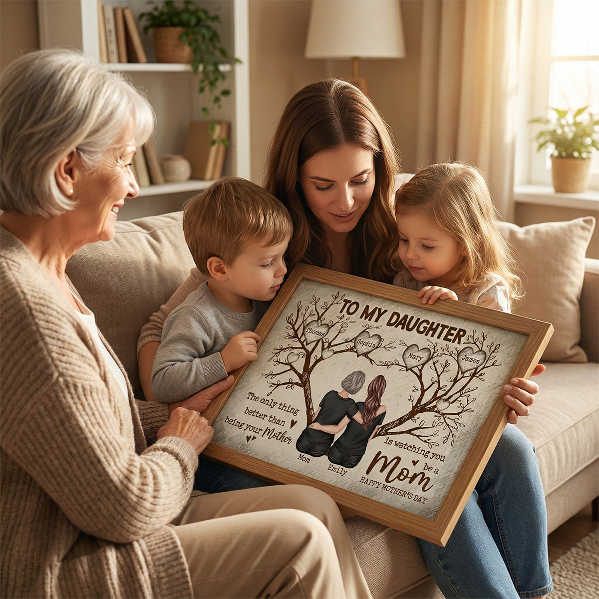 To My Daughter Happy Mother's Day Tree Of Life Custom Kids Names - Personalized Poster - Mother's Day Gift For Daughter