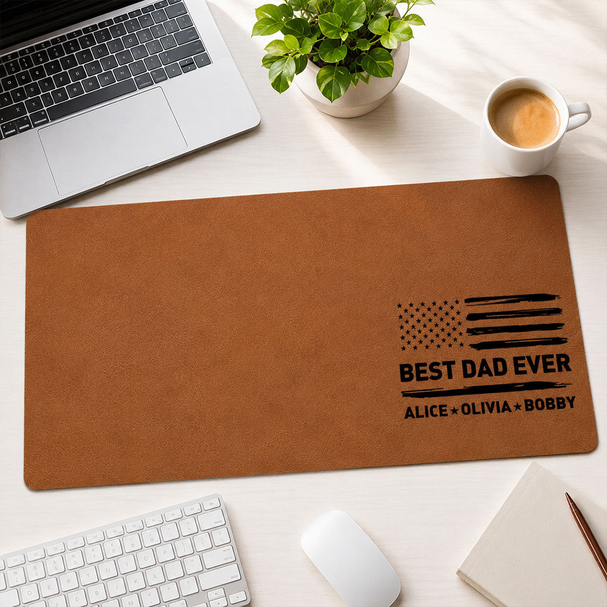 Best Dad Ever Nation Flag - Personalized Desk Mat - Father's Day Gift For Dad, Husband