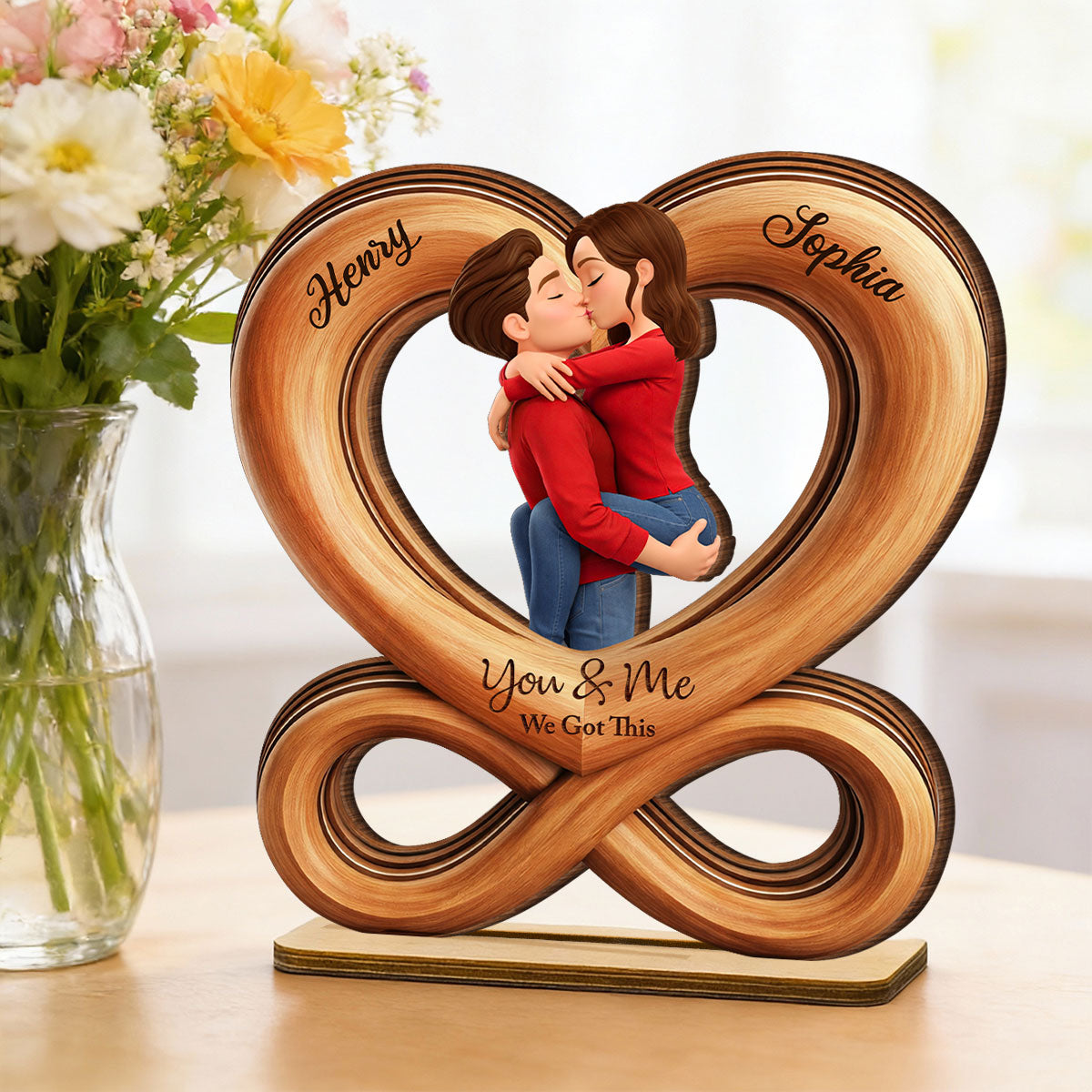 Forever Us Infinity Love - Personalized 2-Layered Wooden Plaque - Anniversary, Valentine's Day Gift, Gift For Him, Gift For Her