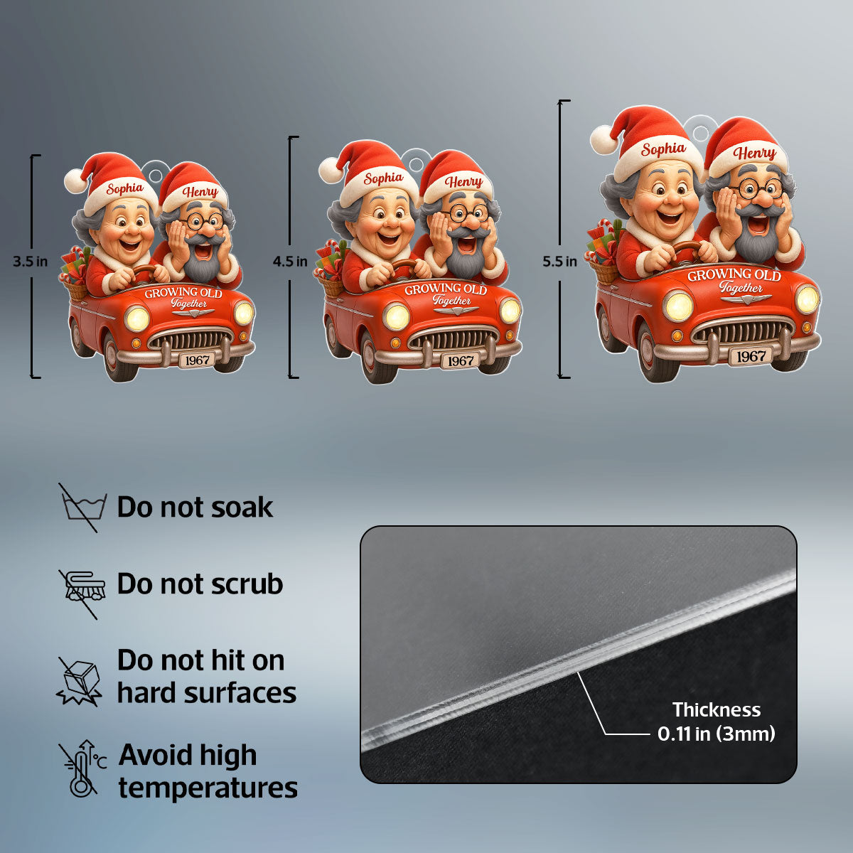 Old Couple In Santa Car - Personalized Acrylic Ornament - Unique Christmas Gift For Him, For Her, For Couple