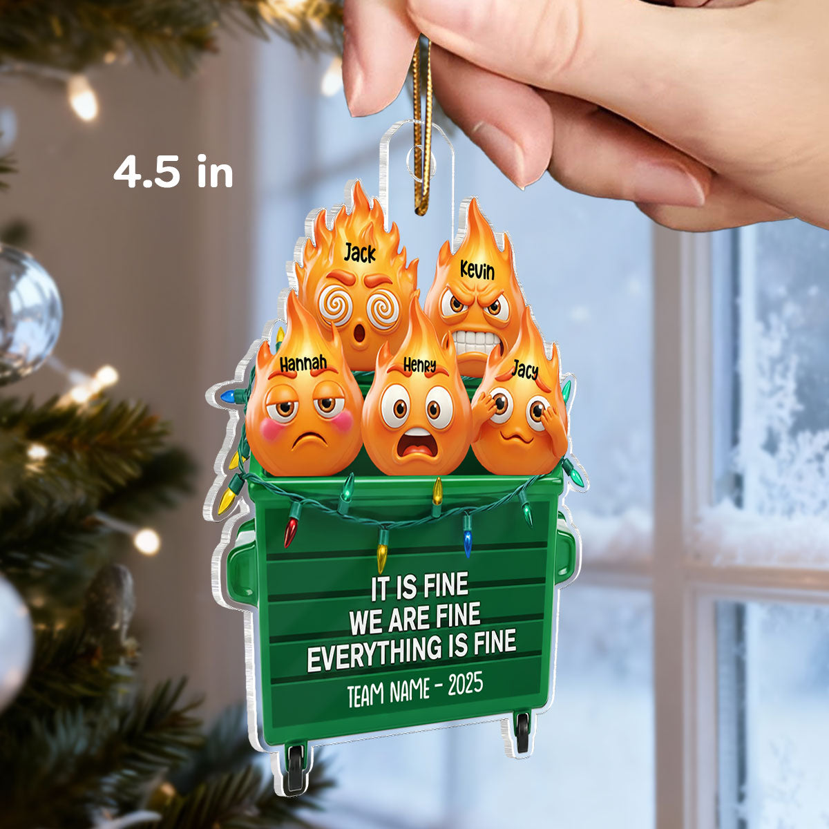 3D Effect Dumpster Fire Response Team - Personalized Acrylic Ornament - Funny Gift For Coworkers, Work Besties