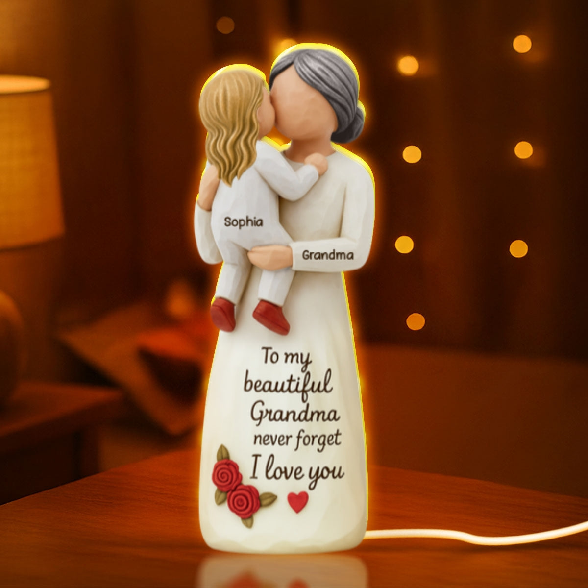Grandma Hugging Grandkid 3D Effect - Personalized Light Box