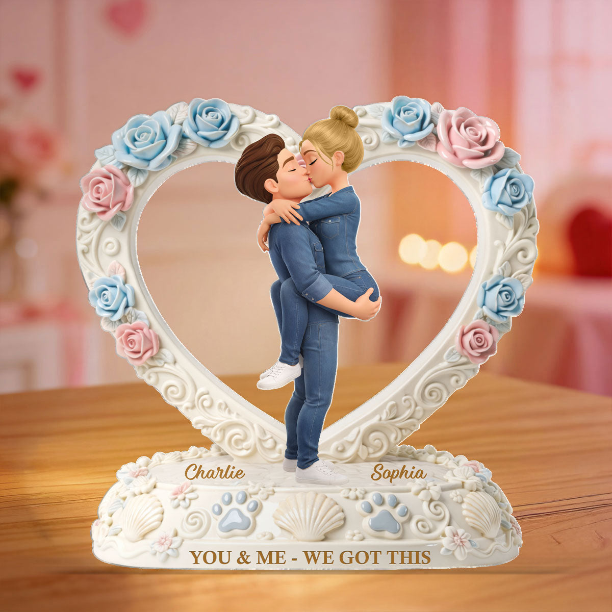 You & Me We Got This Heart Rose - Personalized Acrylic Block Plaque - Anniversary, Valentine's Day Gift, Gift For Him, Gift For Her