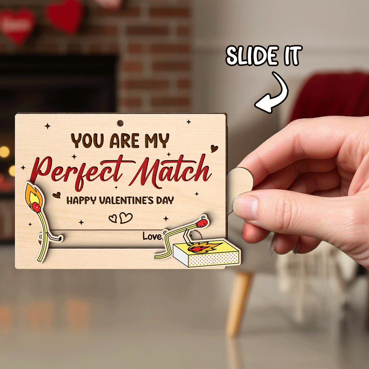 You're My Perfect Match Funny Inappropriate Couple - Personalized Wooden Slider Ornament - Valentine's Day Gift For Him, For Her