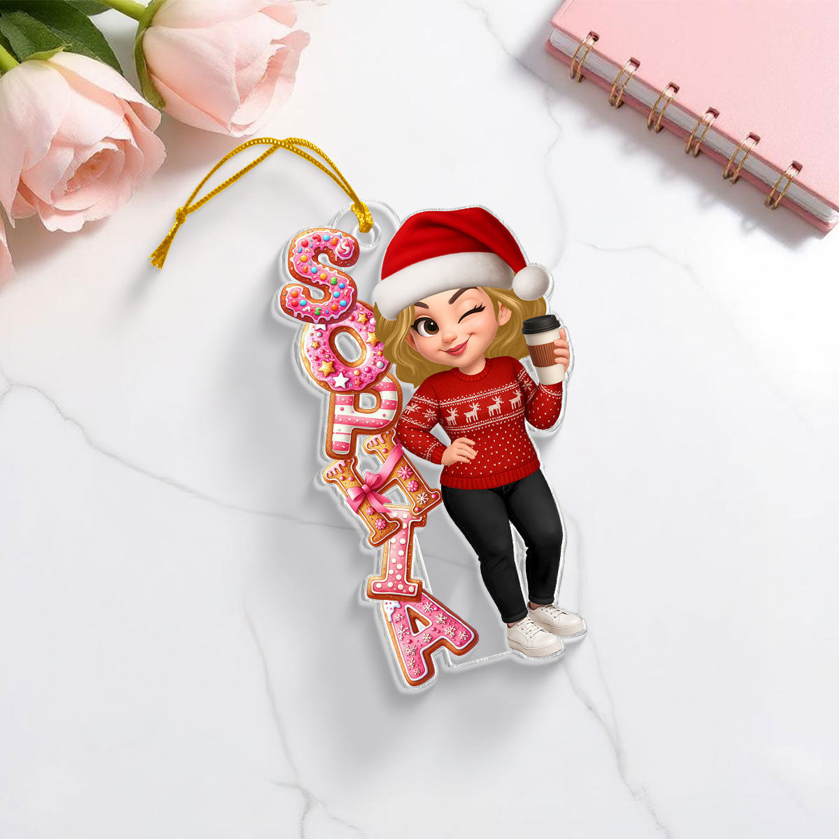 Custom Name Gingerbread Alphabet - Personalized Acrylic Ornament - Christmas Gift for Besties