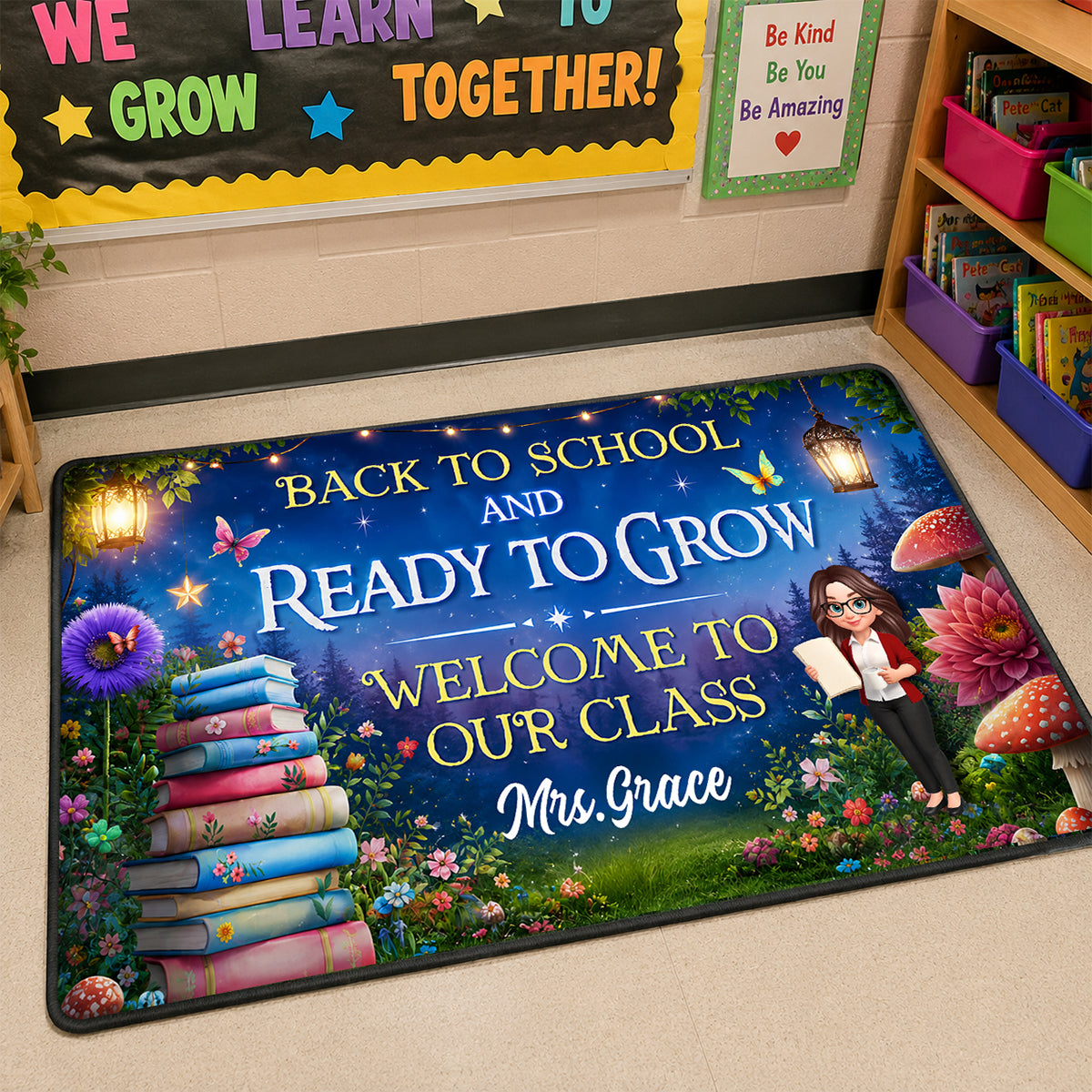 Back To School And Ready To Grow - Personalized Doormat - Back To School Gift For Teacher, Classroom Decor