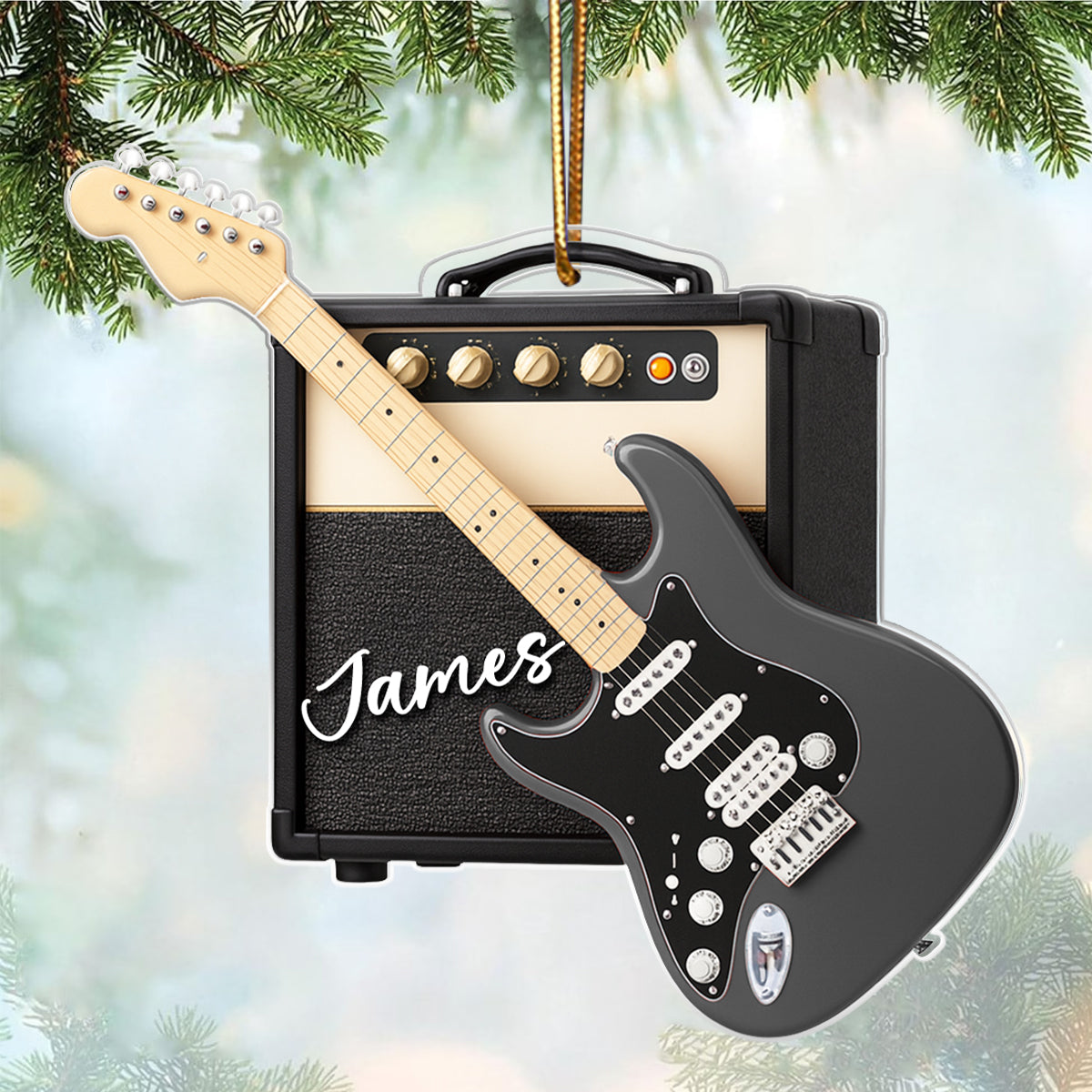 Strumming Story in Every Chord – Personalized Acrylic Ornament – Special Christmas Gift for Guitar Players