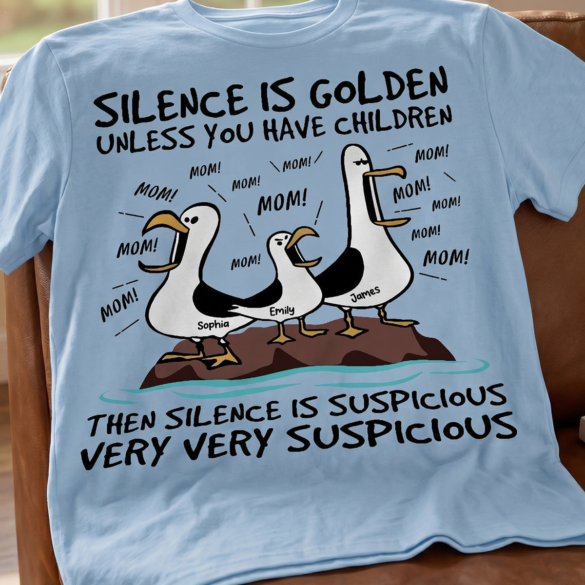 Silence Is Golden Unless You Have Kids Seagull Mom Mom Mom - Personalized Shirt - Funny Mother's Day Gift For Mom
