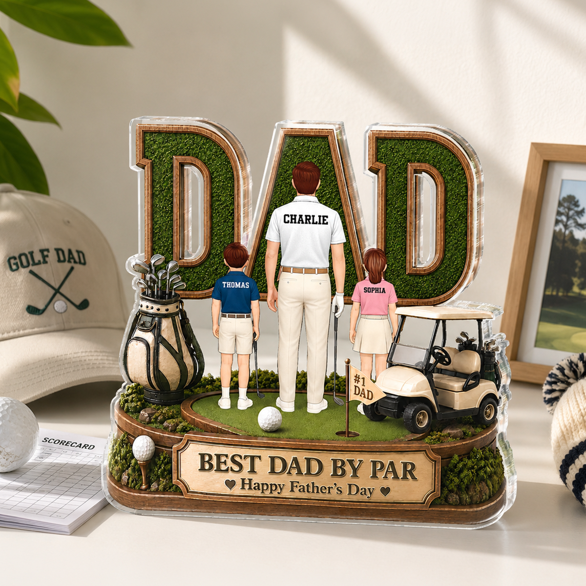 Above Par In Every Way Golfer Dad - Personalized Acrylic Block Plaque -  Gift For Dad, Husband