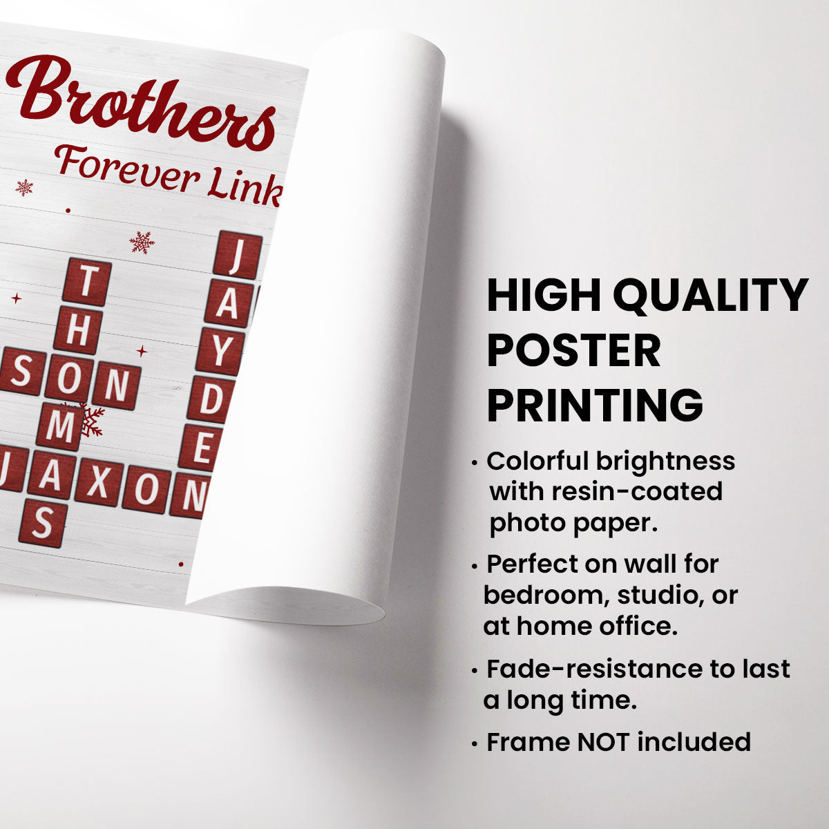 Christmas Brothers & Sisters Forever Linked Together Crossword Puzzle Art - Personalized Poster - Gift For Brothers, Sisters, Siblings, Family