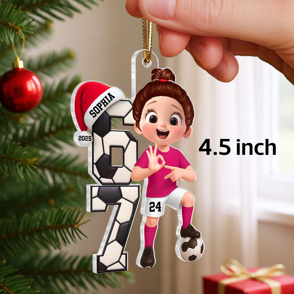 Soccer Boy and Girl Custom Six Seven 67 - Personalized Acrylic Ornament - Teen Slang Funny Tree Decor, Funny Teen Grandkid Gift