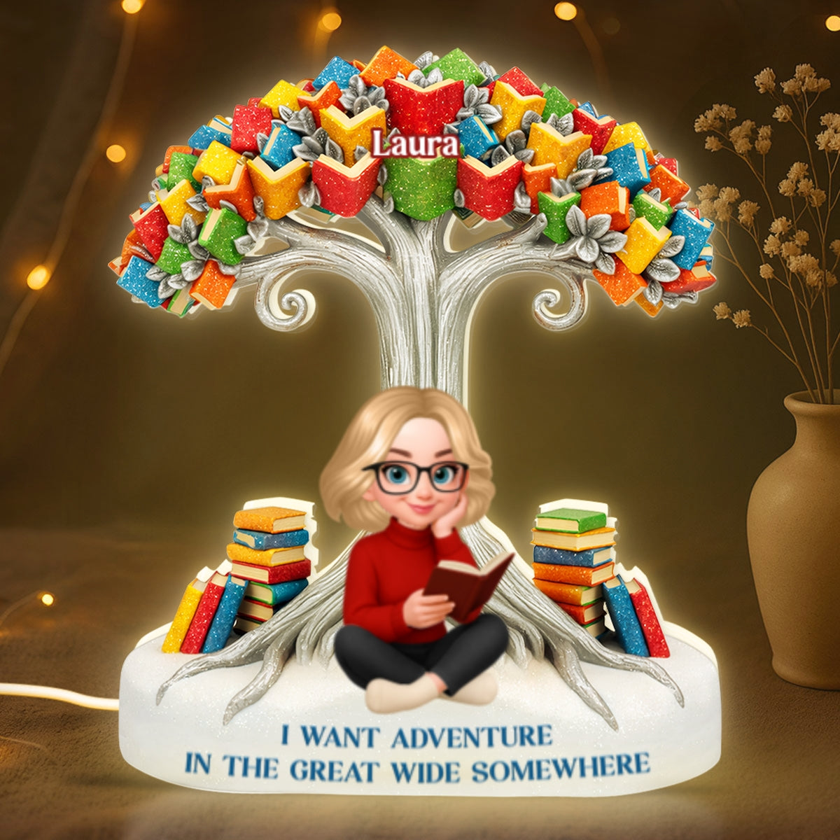 Book Tree - Personalized Light Box - Gift for Book Lovers