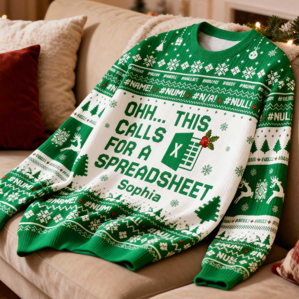 This Calls For A Spreadsheet - Personalized Faux Knitted Ugly Sweater - Funny Matching Shirt For Coworkers
