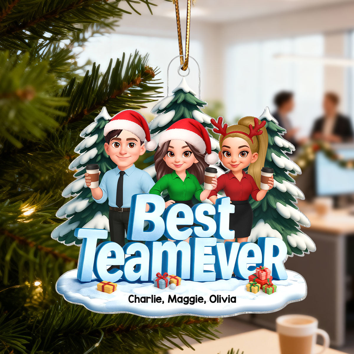 Best Team Ever in Winterwonderland 3D Effect - Personalized Acrylic Ornament