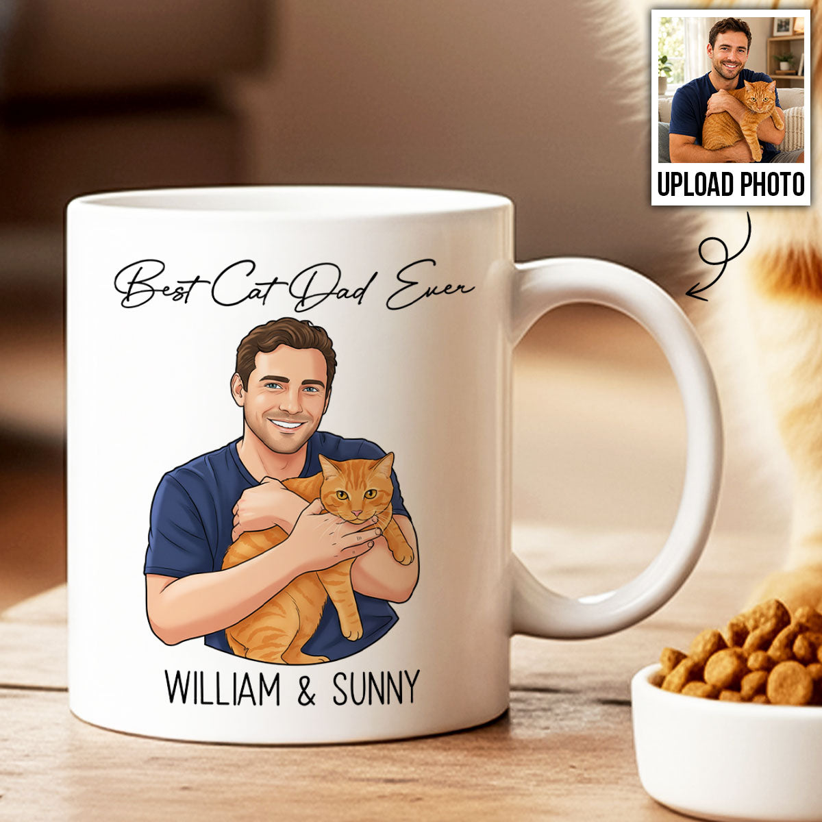 Portrait Color Drawing Style Best Dog Cat Pet Dad Ever - Personalized Mug - Father's Day Gift For Dog Dad, Cat Dad
