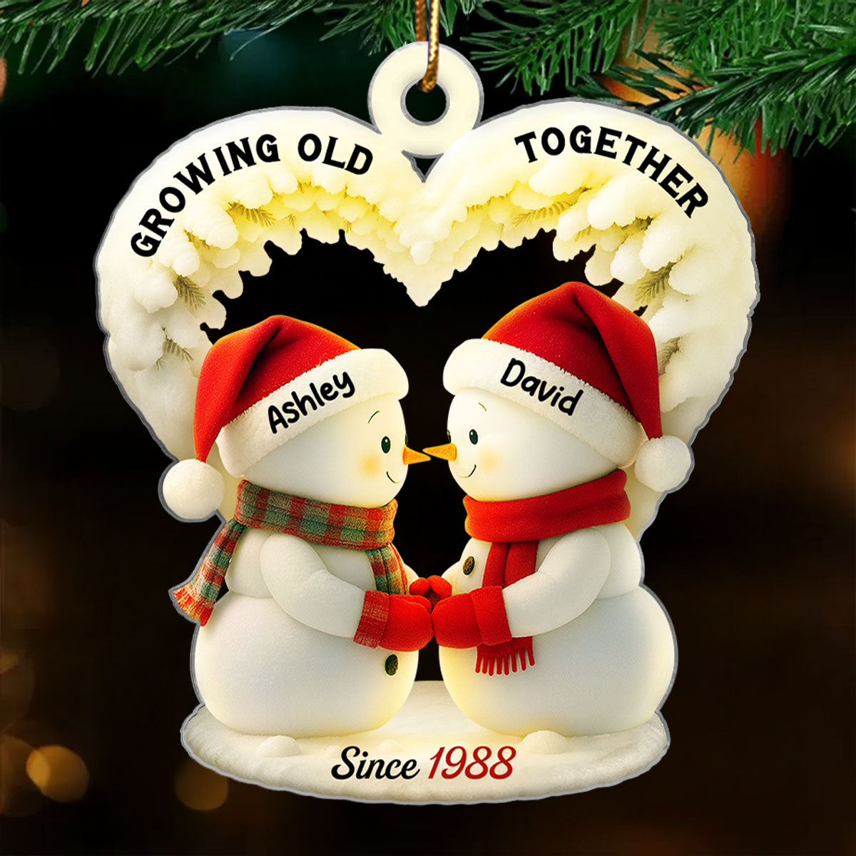 Couple Growing Old Together - Personalized Acrylic Ornament - Heartfelt Christmas Gift for him, Gift for her