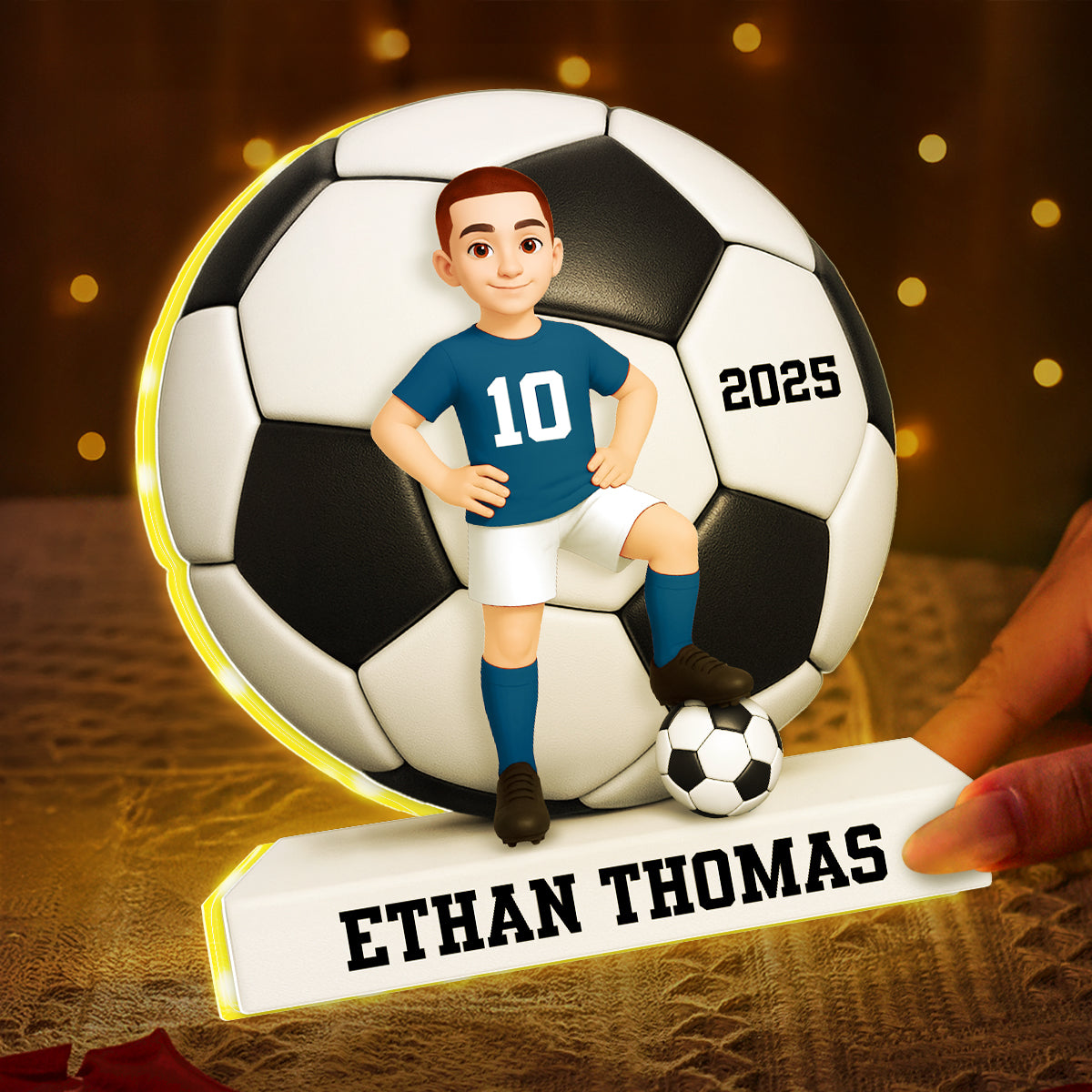 Soccer Boy Girl 3D Effect - Personalized Light Box - Christmas Gift for Teen Boy Girl Daughter Son