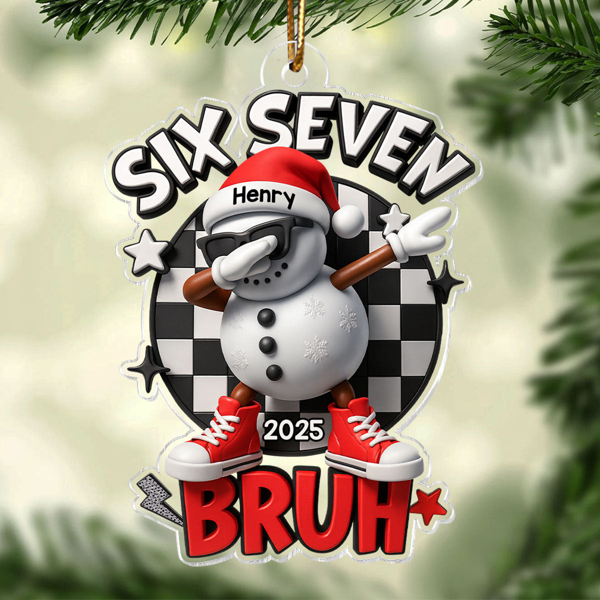 Trending Six Seven Bruh - Personalized Acrylic Ornament - Christmas Gift for Kid, Grandkids