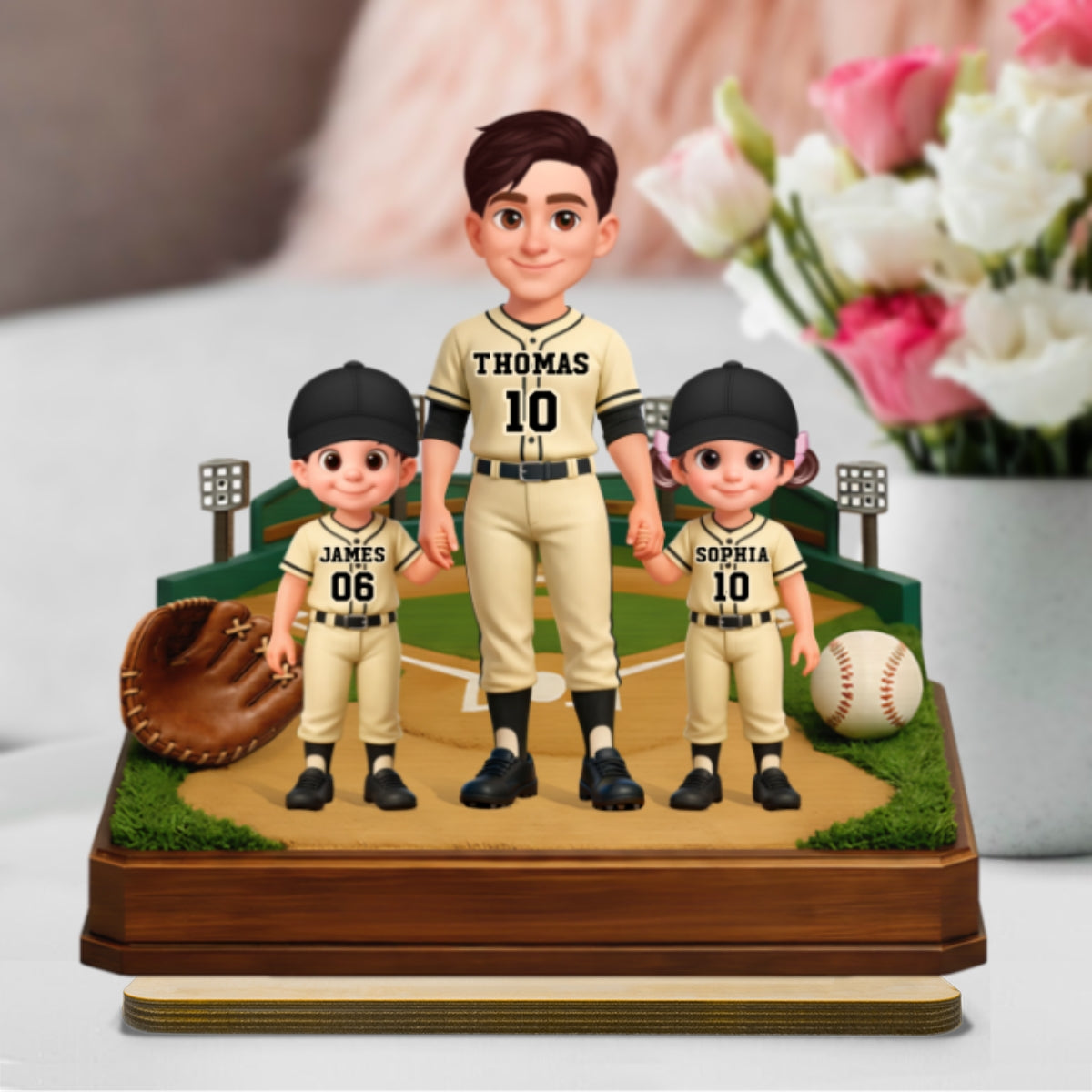 We Caught The Best Dad Baseball Field - Personalized 2-Layered Wooden Plaque -  Gift For Baseball Dad