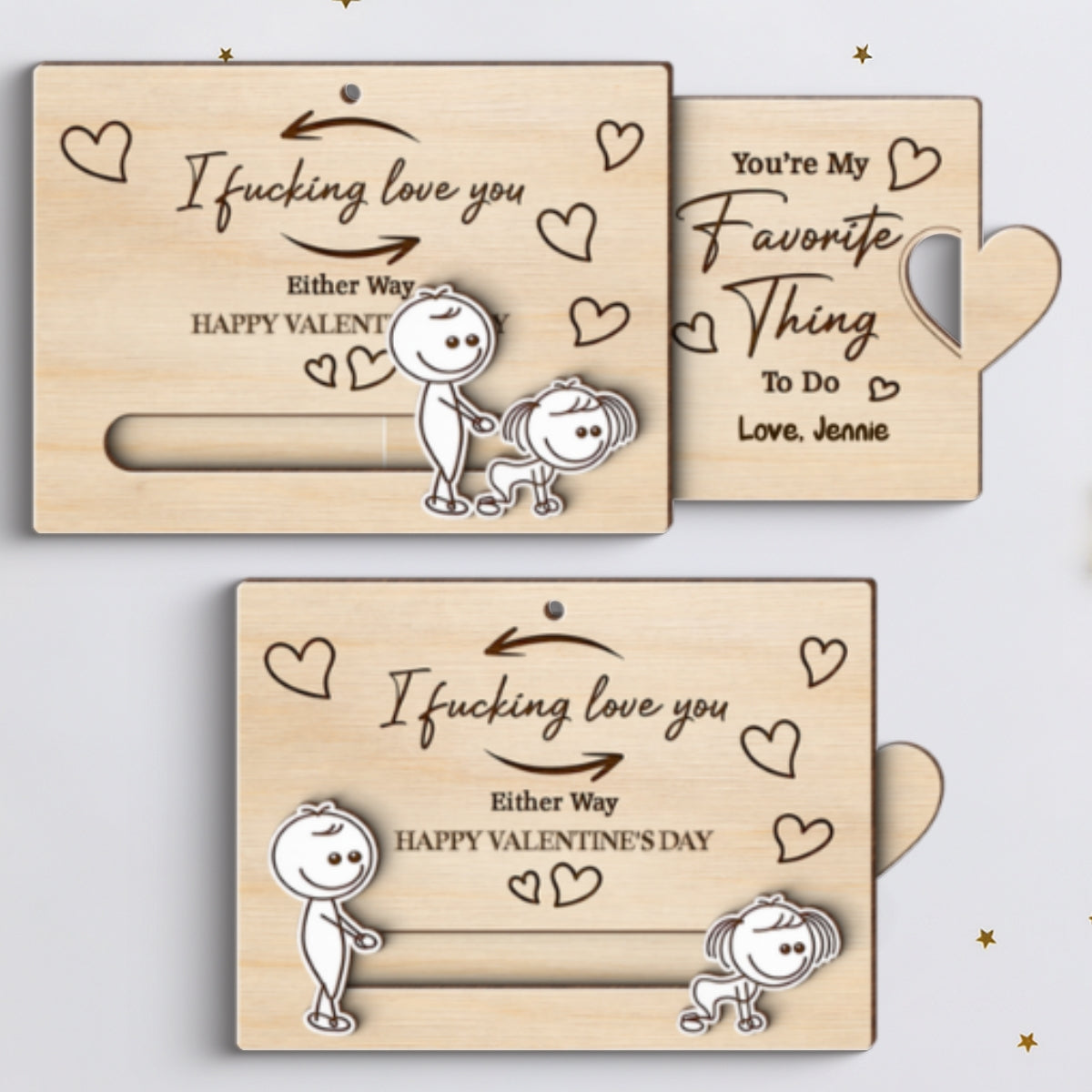 I Fcking Love You Funny Inappropriate Couple - Personalized Wooden Slider Ornament - Valentine's Day Gift For Him, For Her