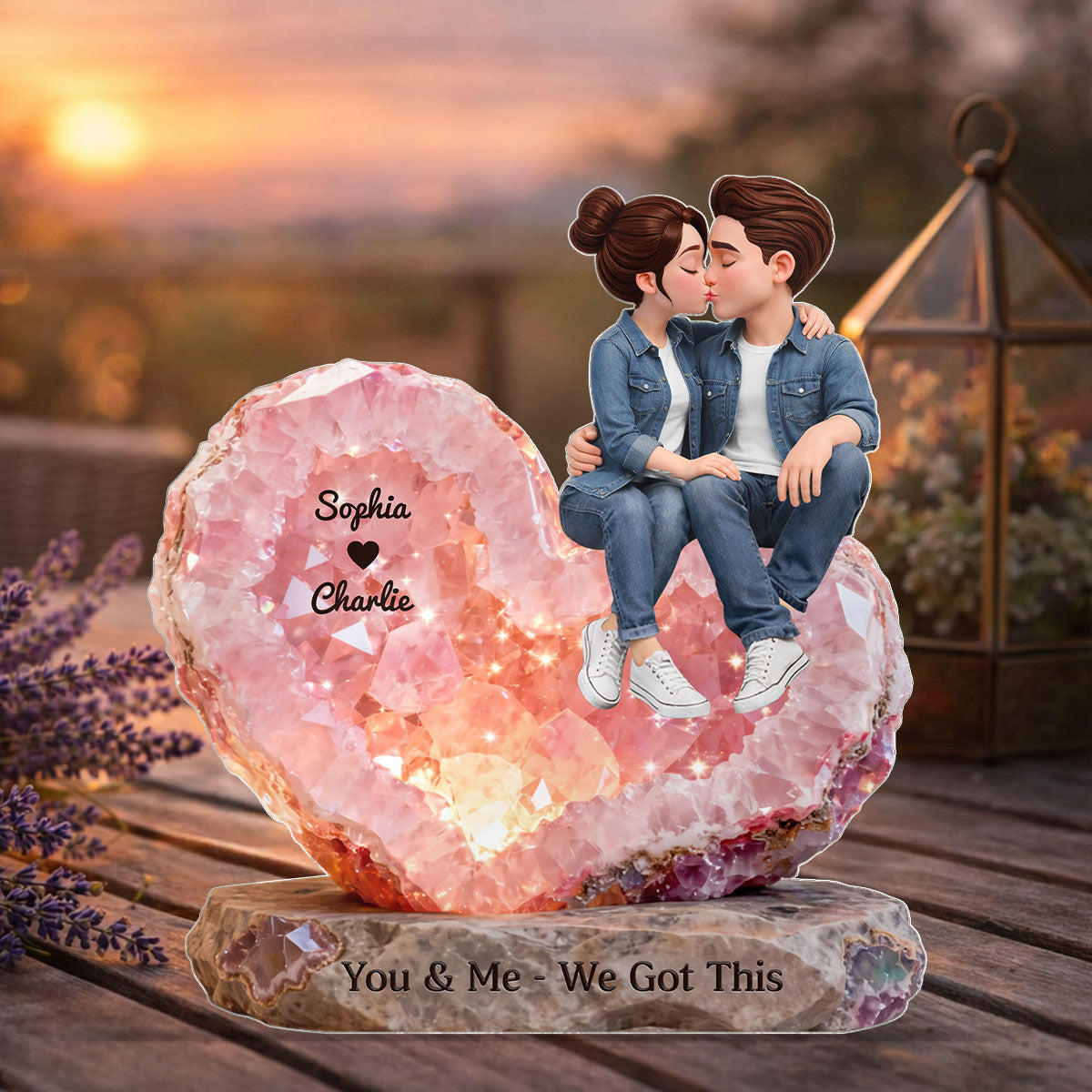 You & Me We Got This Rose Quartz Style - Personalized Acrylic Block Plaque - Anniversary, Valentine's Day Gift, Gift For Him, Gift For Her
