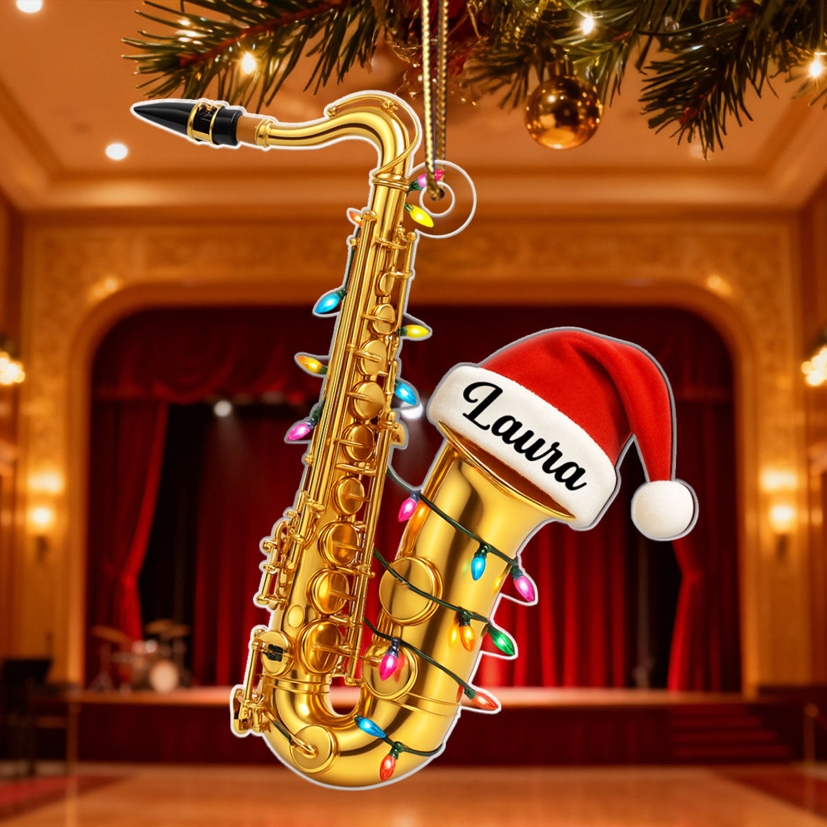 Musical Saxophone - Personalized Acrylic Ornament - Unique Musical Holiday Gift